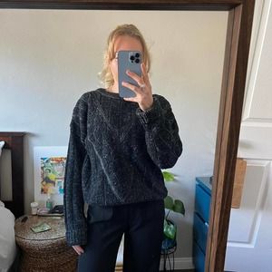 80s vintage sweater with leather